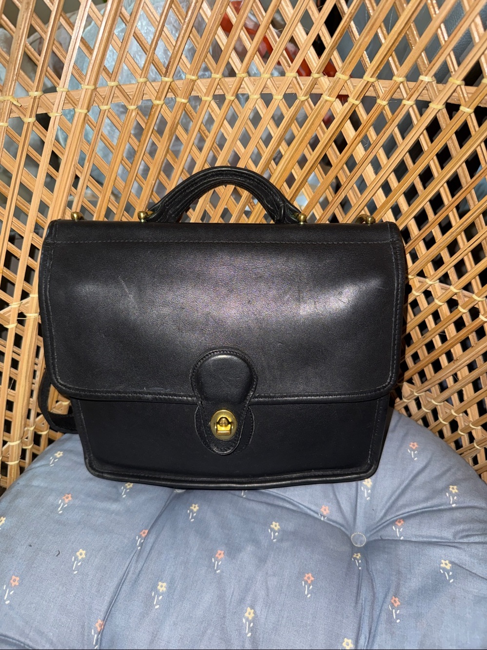 Vintage coach Leather Top-Handle Men's Briefcase Bag in Black